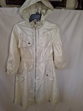 ELIZA J Women's White Hooded Raincoat Fully Lined Size XS (1460)