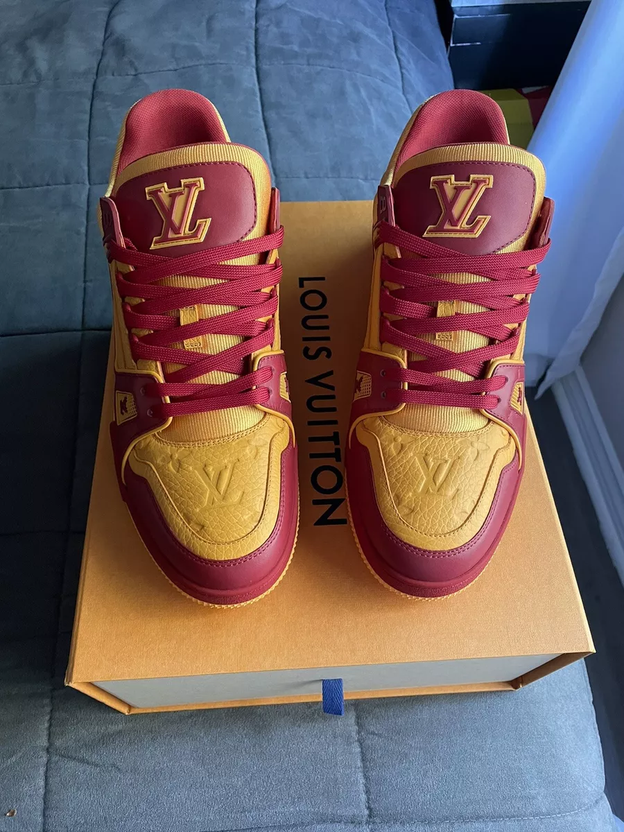 Louis Vuitton Red Bordeaux Yellow Trainer Sneaker - Size LV 9.5