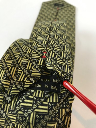 BRIONI Mens Tie 100% Silk Made in Italy Black/Gold Stripe 59”x3.75” Free Ship - Picture 6 of 12
