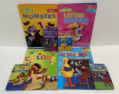 8 Sesame Street Math Reading Writing Workbooks Flashcards Preschool Homeschool