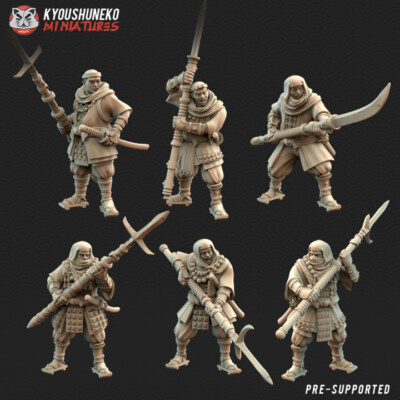 Kyoushuneko Japanese Sohei Monk Spearmen - Wargames Kensei Samurai Warrior