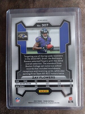 ♡y♡ 2023 Panini Prizm Zay Flowers RC Orange Lazer Prizm SP #307