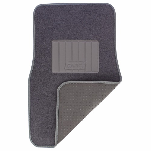 CAR+ 4 Pcs Dark Grey Plush Premium Quality Car Floor Mat Heavy Duty w