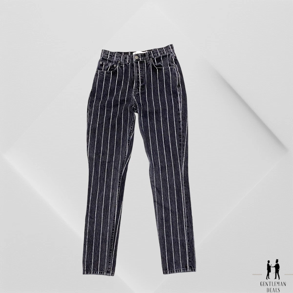 Reformation Diy Striped Jeans Denim Black Gray Mid Rise Skinny