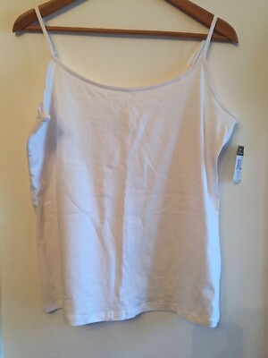 Primark Ladies Cotton Rich White Cami Top. Size XL (18/20 UK).