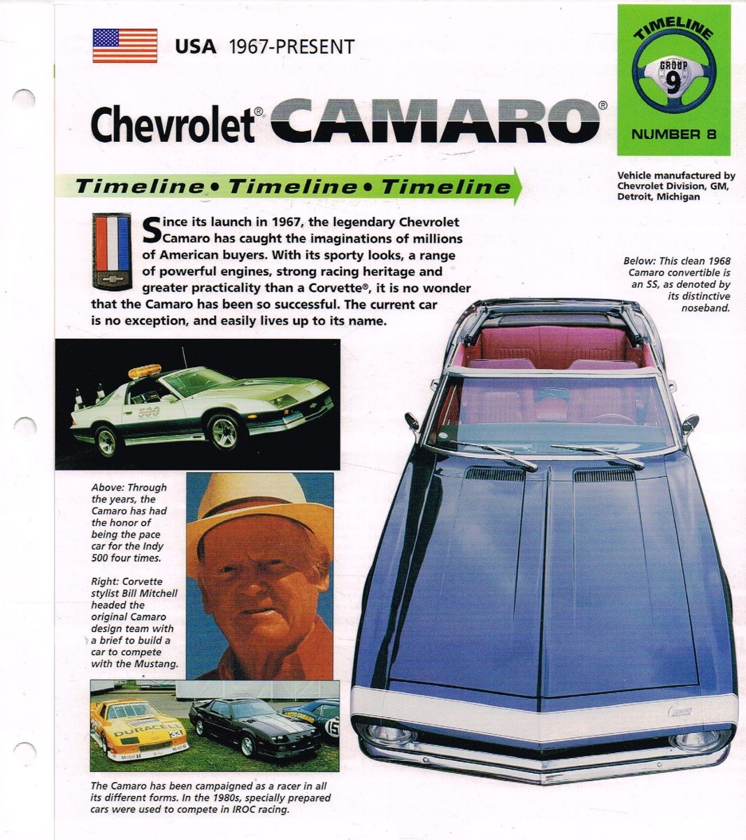 Chevy CAMARO Timeline History Brochure,YENKO,RS/SS,ZL1 | eBay