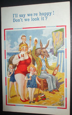 Old Seaside Comic FAT LADY family PINT OF BEER ICE CREAM ICES BEERS DONKEY BEACH