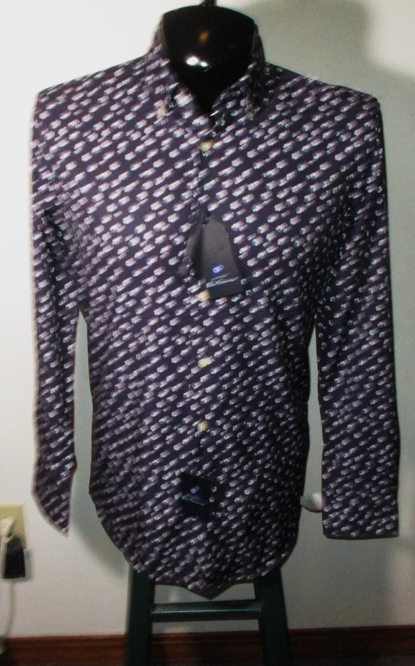 BEN SHERMAN синий эластичной «Slim Fit» платье рубашка размер 14/14.5/32-33 новый с Ярлыками - Изображение 2 из 4