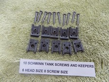 SCHWINN TANK HARDWARE SCREWS & KEEPERS NOS ORIGINAL 6 TOP 8 TREAD SET OF 10 #11
