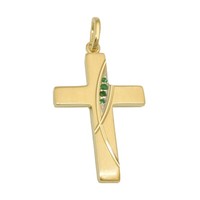 Smaragd Kreuz AnhäNger Taufe Kommunion Konfirmation Firmung Echt Gold 333