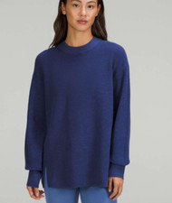 Lululemon Merino Wool-Blend Ribbed Crewneck Sweater Heathered Psychic Size 8