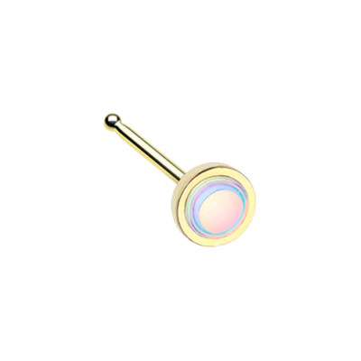 Rose Gold Bezel Revo Reflecting Stone Nose Bone Stud Ring 20g 7mm Black Silver
