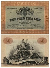 50 Thaler, Fünfzig Thaler, 1865, Danziger Privat Actien-Bank, Reproduktion