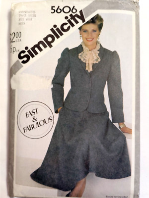 Blazer Jacket Skirt 6 Simplicity 5606 Sewing Pattern Cut VTG Fitted Flare Fast