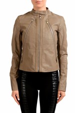 Maison Margiela 1 100% Calf Leather Gray Full Zip Women's Basic Jacket Sz S M