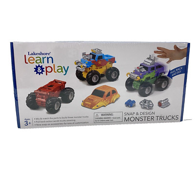 NIB Sealed Lakeshore Learn & Play Snap Monster Trucks STEM Educational Pull Back