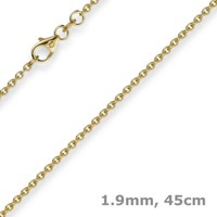 1,9Mm Rund-Ankerkette 750 Gold Gelbgold Kette Collier Halskette, 45Cm, Goldkette