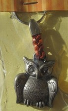 Owl Metal Leather Keyring Keychain NEW A59v