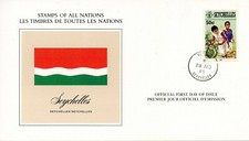 DRAPEAU / PREMIER JOUR / LES TIMBRES DE TOUTES LES NATIONS / SEYCHELLES 1985