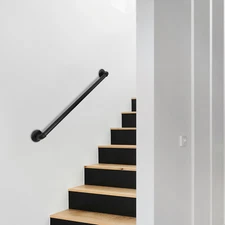 3Ft Stair Handrail Metal Staircase Handrail, Black Industrial Iron Hand Railings
