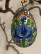 Ostereier Osterschmuck Holz Ei Blätter Blumen bunt Handarbeit Ostern 29