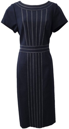 Boden Alberta Jersey Midi Dress Blue Mid Century Modern Retro Belted 20-22  | eBay