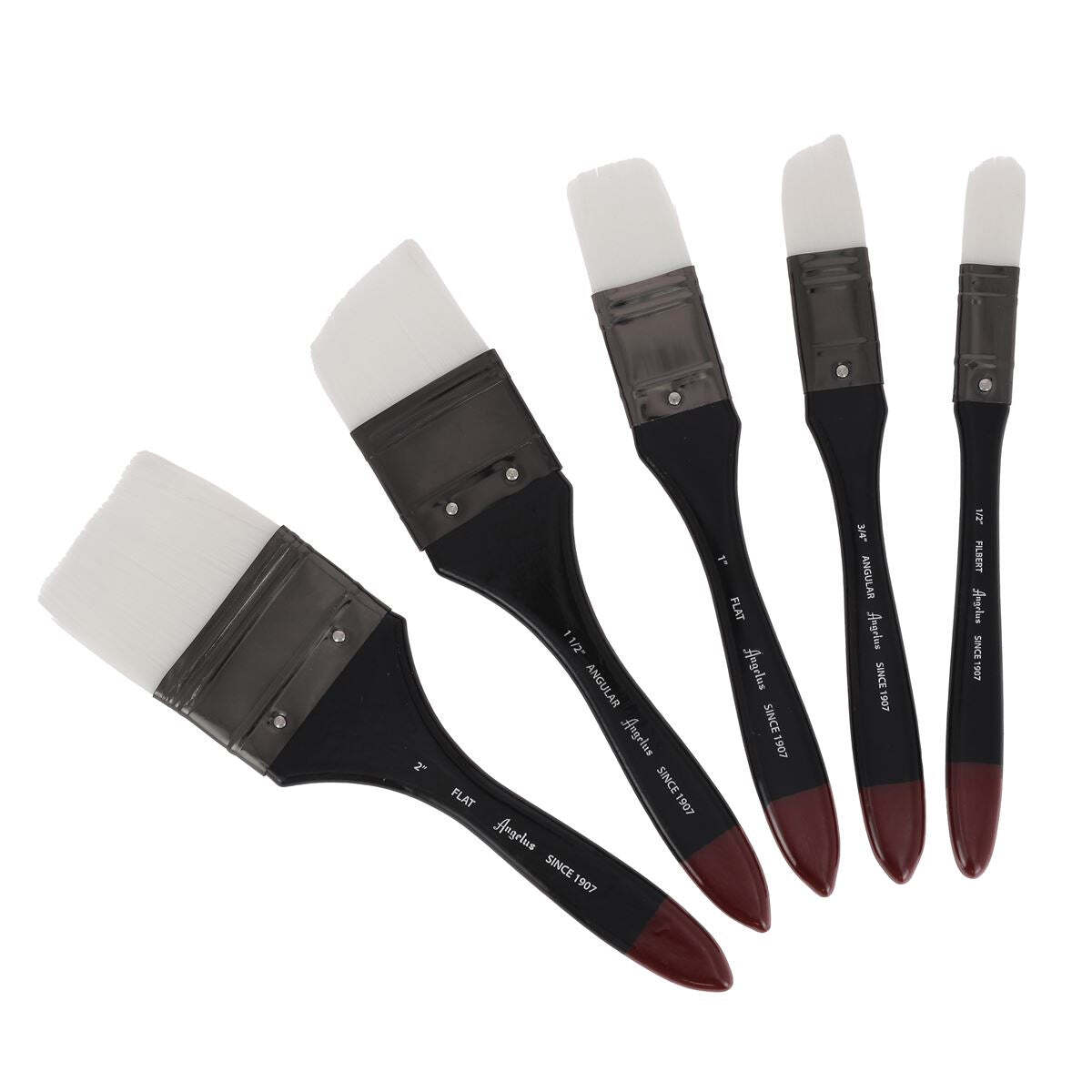 Pinceaux larges Angelus Jumbo pack de 5 pour peindre de grandes surfaces sur cuir