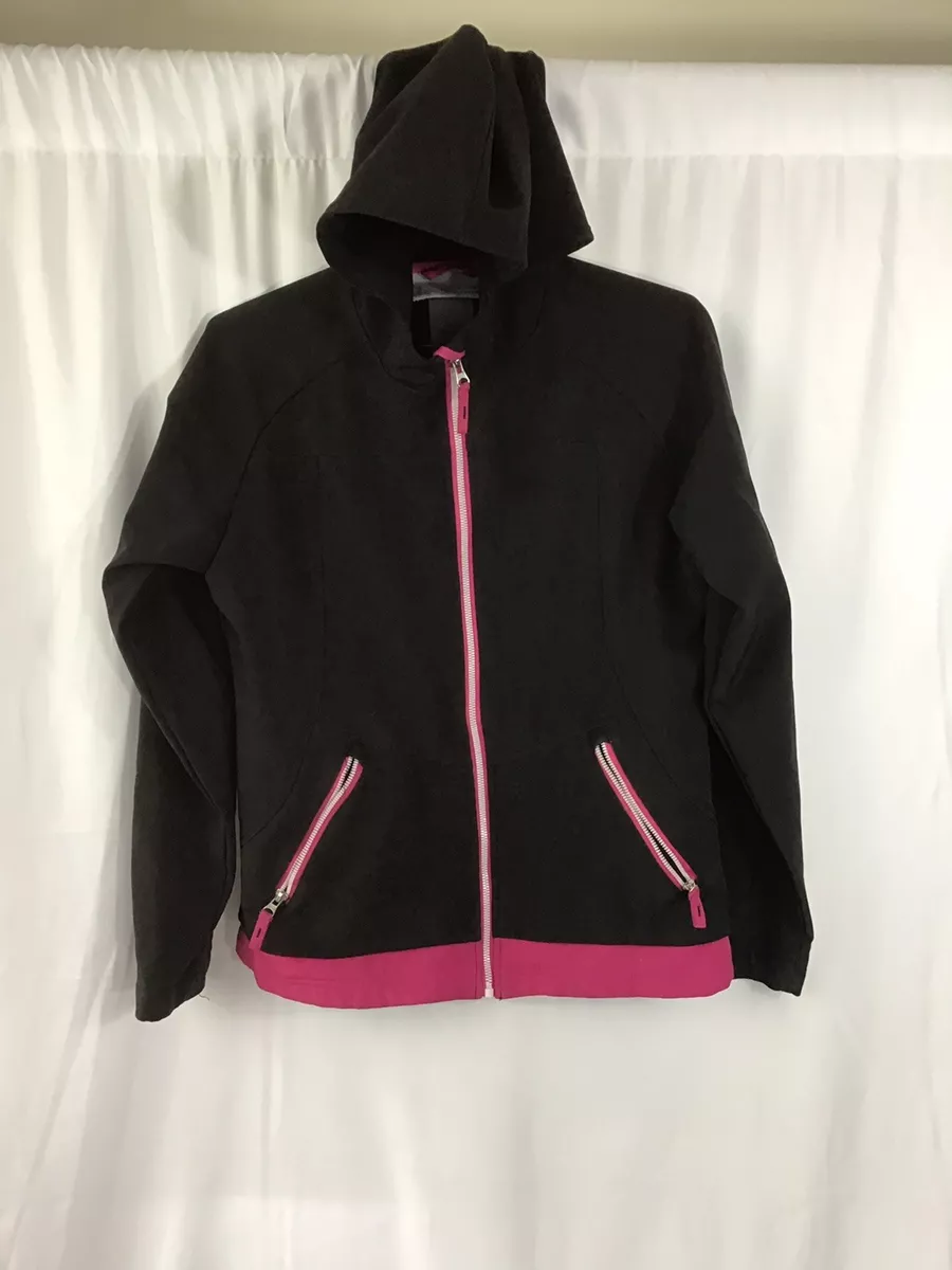 Girl Free Country Live In It Black Pink Zip Up Hoodie Long Sleeve Jacket Sz. XL