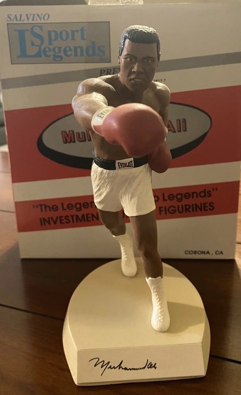 Muhammad Ali Signed Autographed Figurine Salvino Limited Edition Lot Worn Cloth