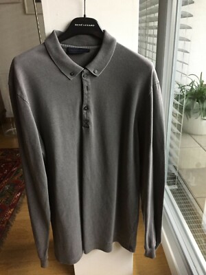 Trussardi  Herren Langarm Polo steingrau, Gr. 48, bester Zustand