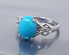 Vintage Sterling Silver Blue Turquoise band Ring size 5