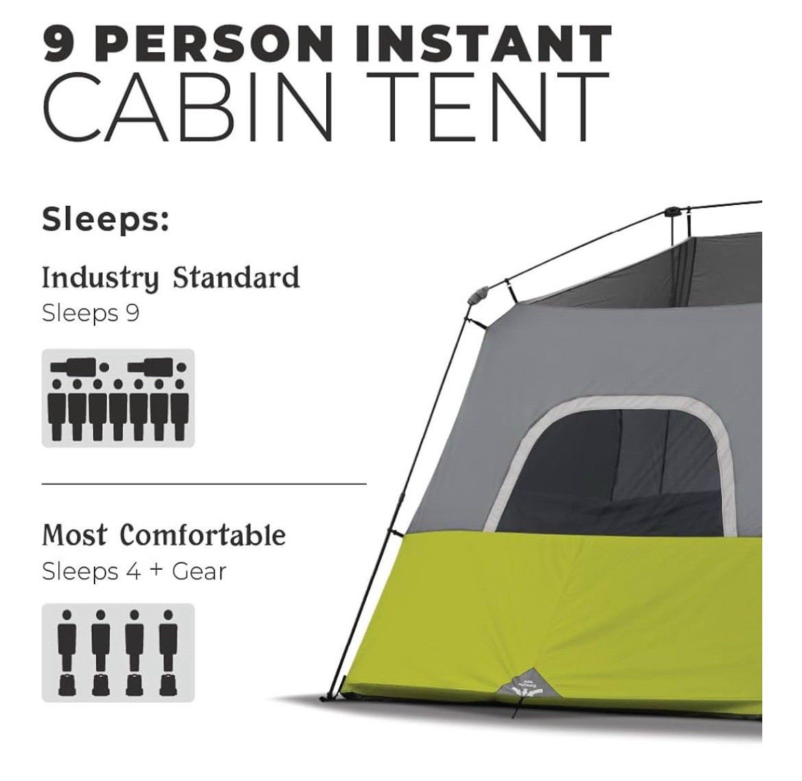 Coleman Core 9 Person Instant Cabin Tent - 14' x 9', Green Camping