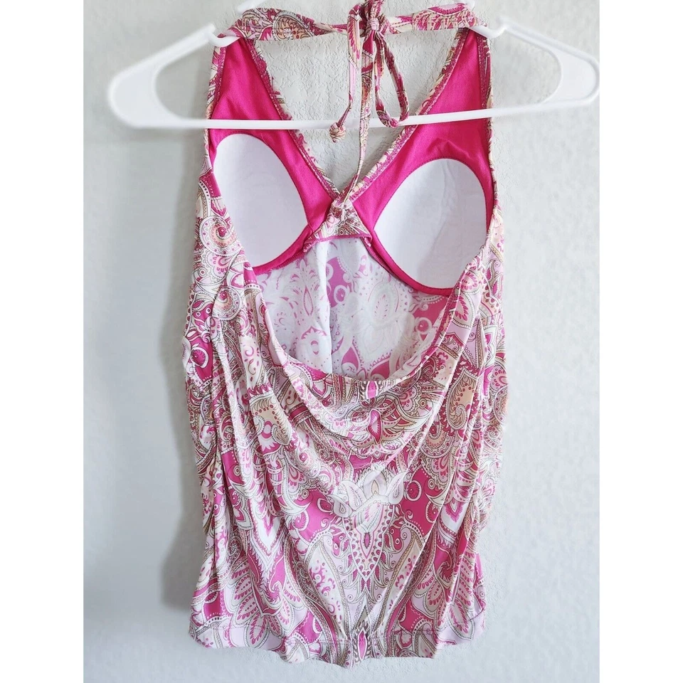 Old Navy Maternity Womens Sz S Tankini Swimsuit Top Pink Paisley - Image 2 of 3