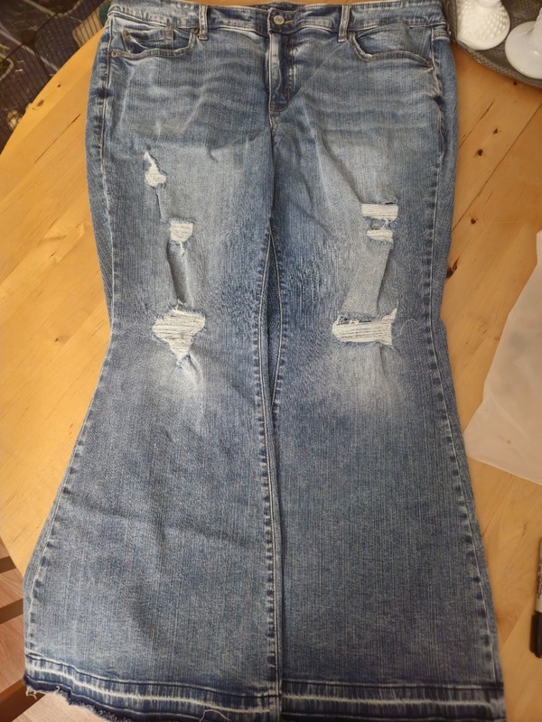 Torrid Jeans Perfect Super Flare Vintage Stretch Blue, Size 20 Reg Distressed