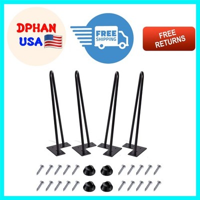 Sturdy 16 Inch Hairpin Legs - Set of 4 for Dining Tables & Desks, Easy Install