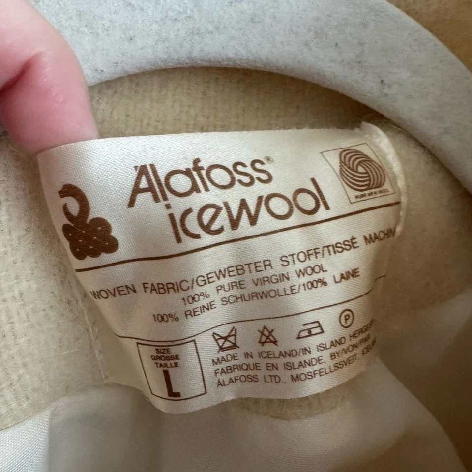 Capa de lã feminina vintage Alafoss sorvete e cinza - Imagem 2 de 4