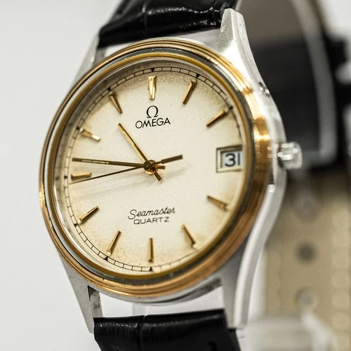 **NEAR MINT** Vintage OMEGA Seamaster Cal.1332 Quartz Push Crown Date 34mm Men's