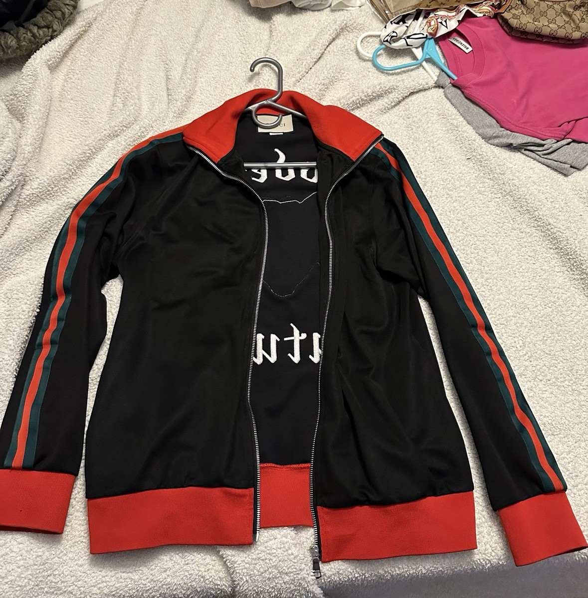 Gucci Embroidered Angry Cat Modern Future Logo Full Zip Bomber