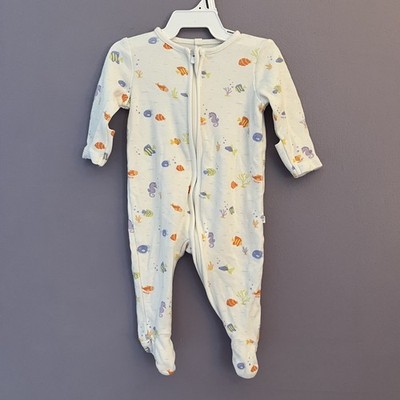 MORI Baby 0m Little Fish Clever Zip Baby Pajamas Gender Neutral