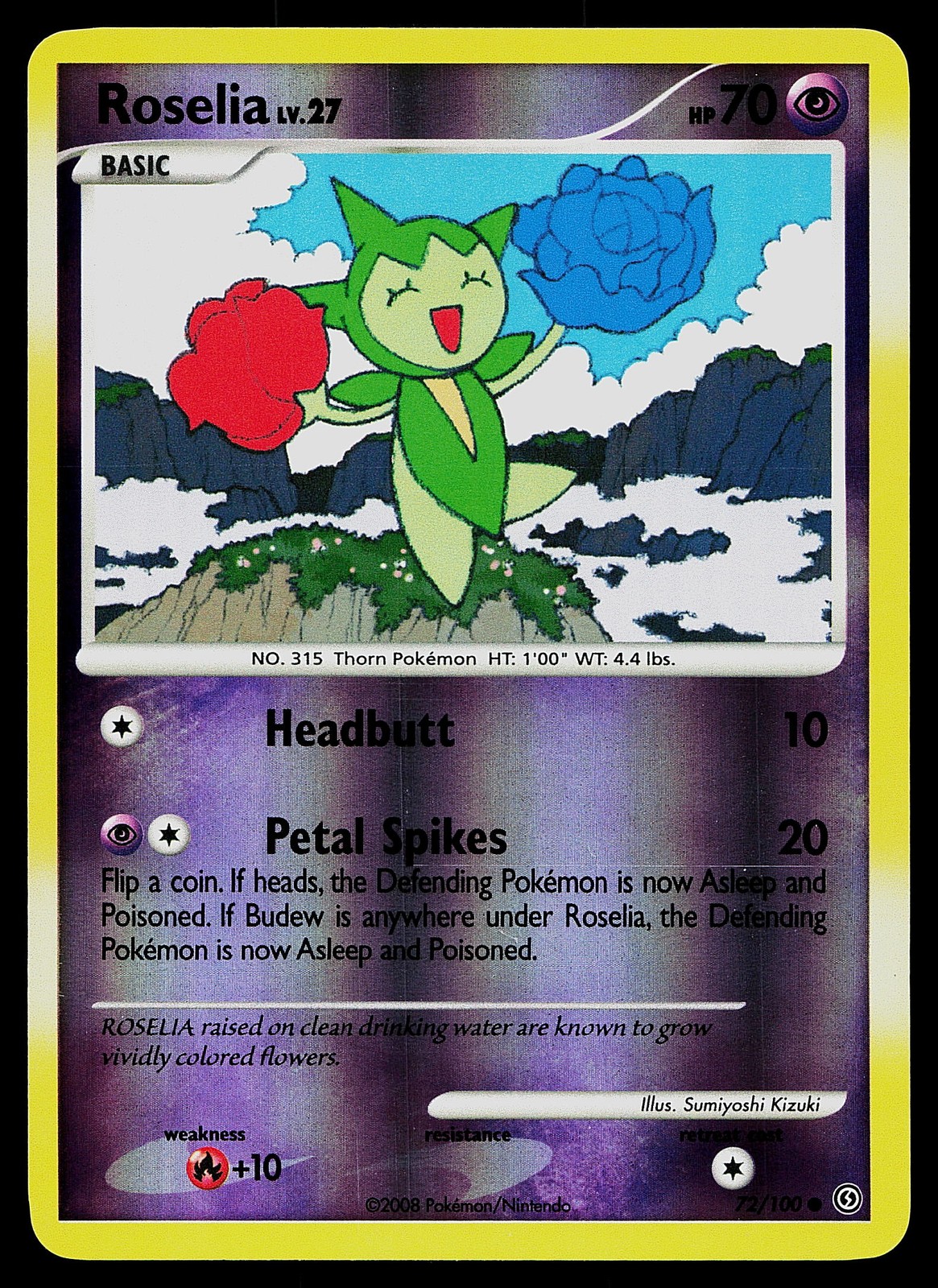 Pokemon Card - Roselia Stormfront 72/100 Reverse Holo