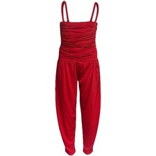 Kids Girls Jumpsuit Plain Red Color Trendy Fashion All In One Jumpsuits 5-13 Yr