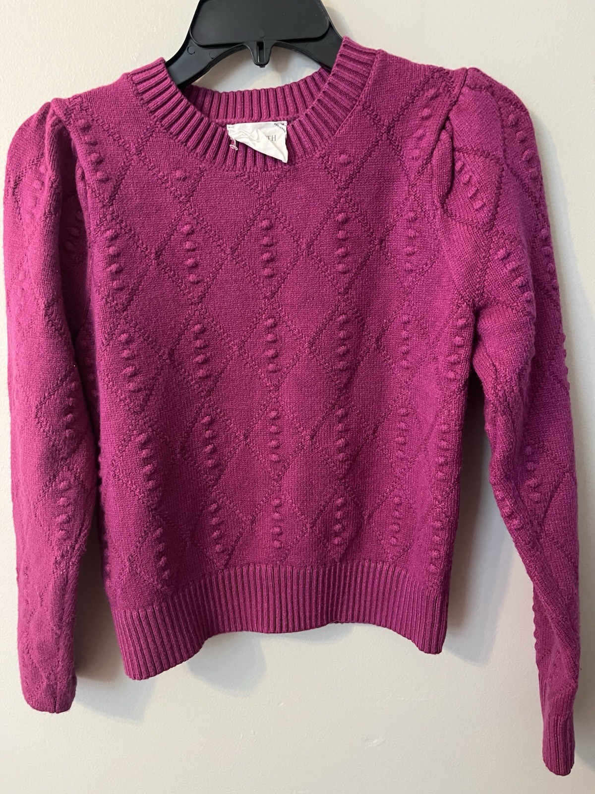 Tuckernuck Hyacinth House Plum Textured Diamond Knit Sweater Purple Spring XS