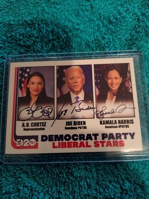 D20 Democrat Party Liberal Stars card A.O.C., Joe Biden & Kamala Harris