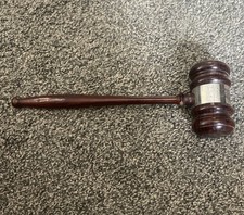 Vintage Wood Wooden Gavel Wood Judge Auctioneer Mallet 10'' Long Meeting Hammer