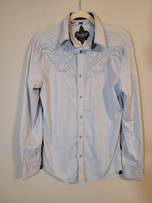 ROAR Strength Refined Button Up Shirt Men's Size S Small Embroidered Long Sleeve