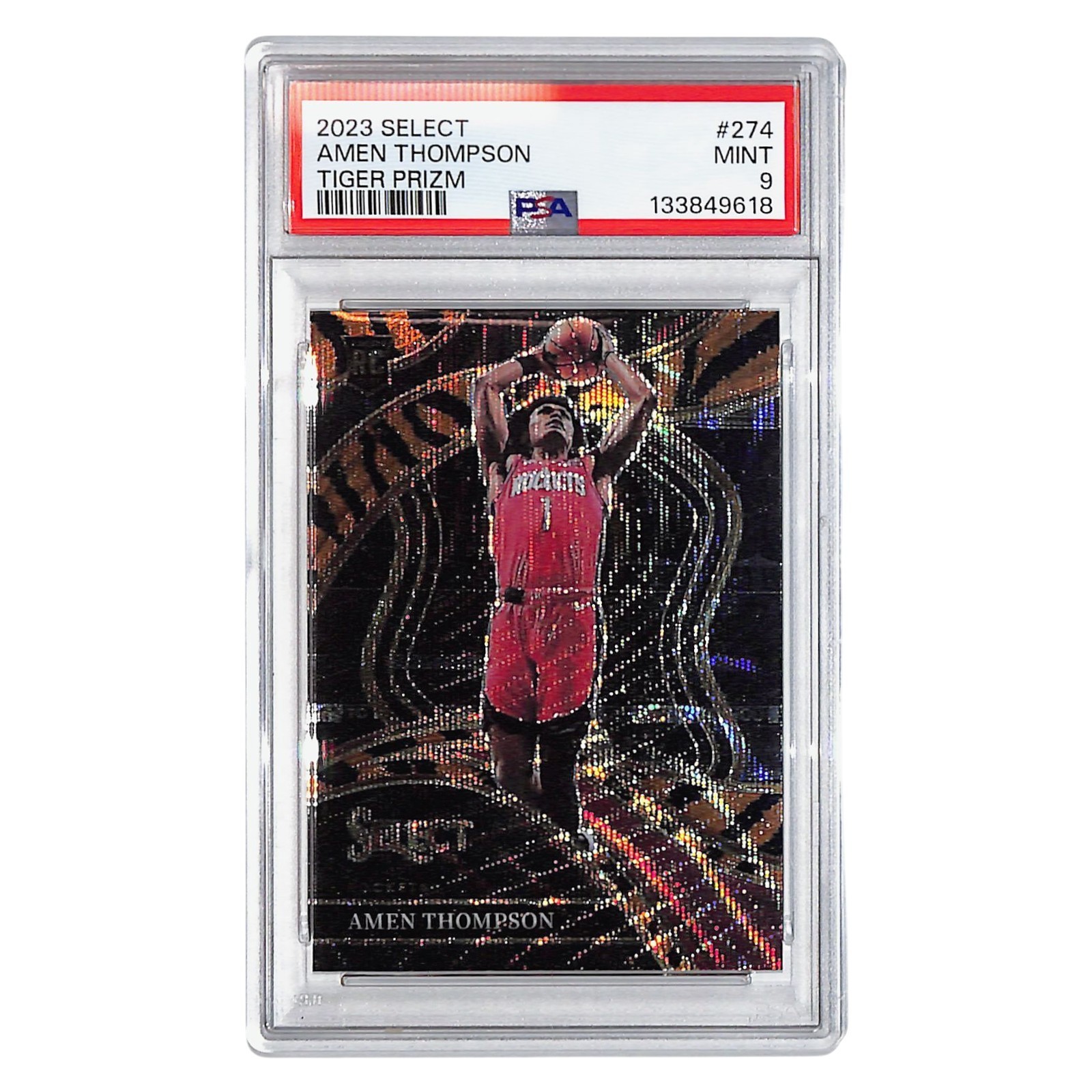 2023-24 Panini Select Amen Thompson RC Courtside #274 Tiger Prizm PSA MINT 9