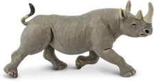 Black Rhino Figurine - Lifelike, Hand-Painted 5.75" Model Figure - Educational T