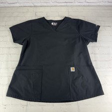 Carhartt C12113 Black Force Work Modern Fit Scrub Top Size Women's Large
