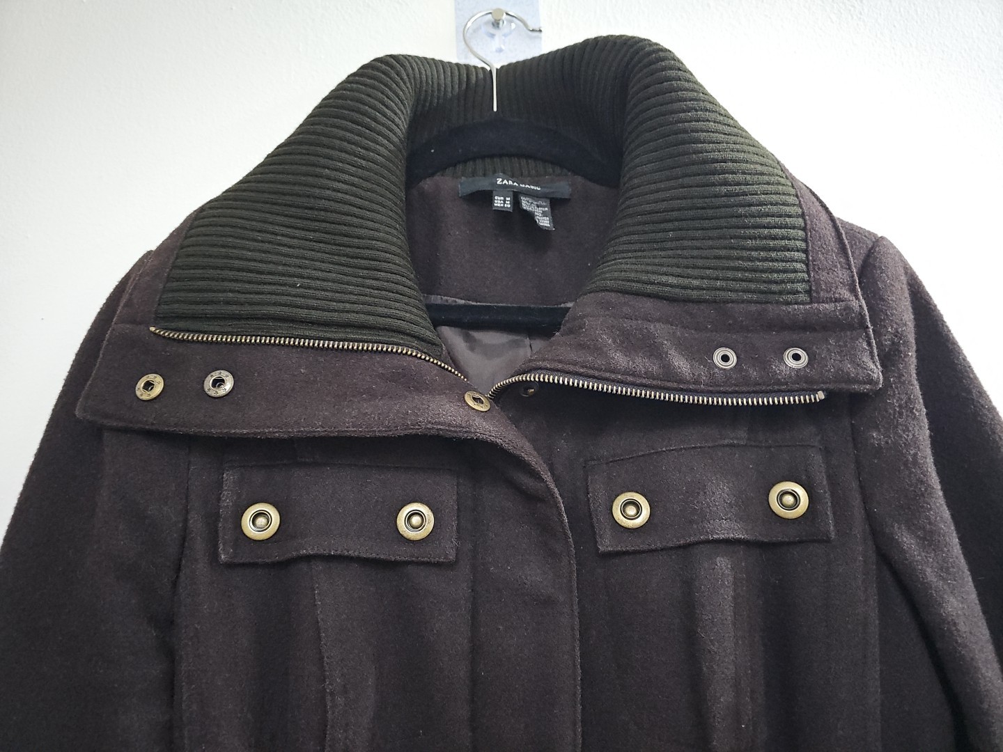 Zara Basic Wool Blend Coat Size Medium - image 2