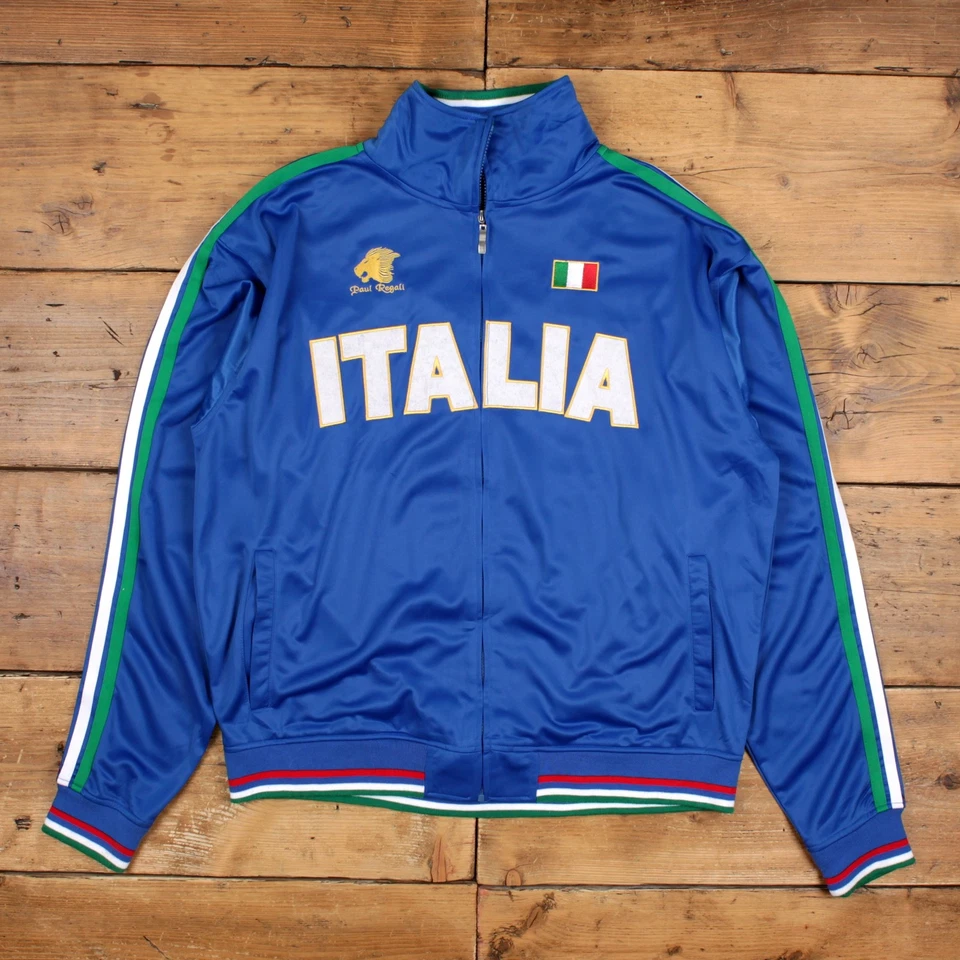 Vintage Paul Regali Varsity Jacket 3XL Bomber Satin Italy Blue